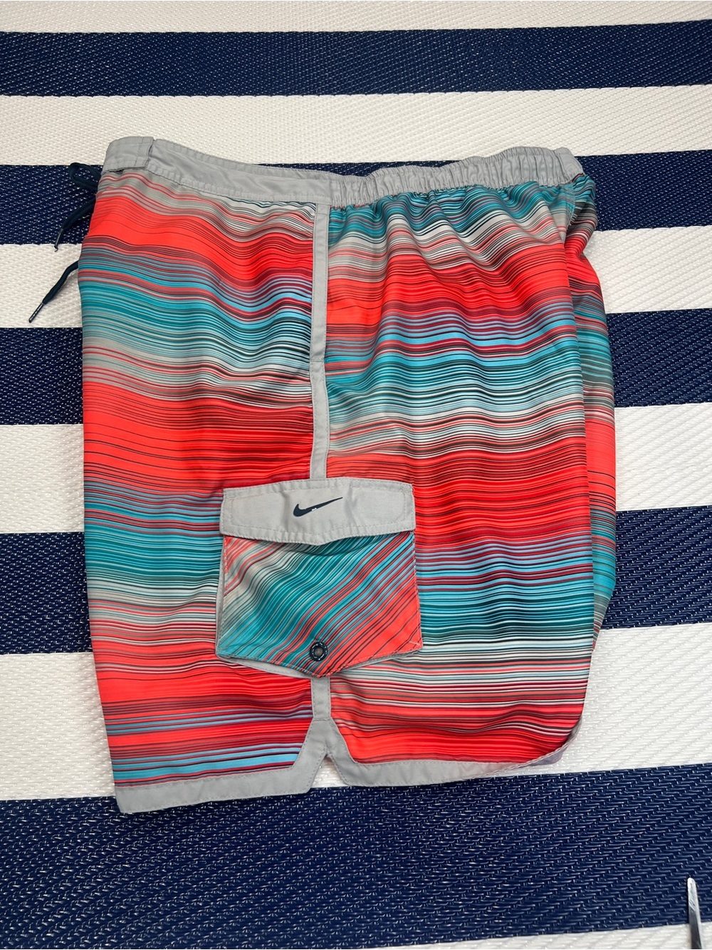 Nike Men’s Striped Swim Trunks Coral Teal - Picture 2 of 8